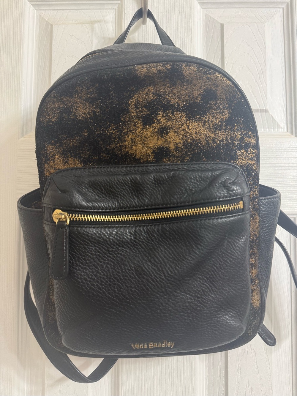 Vera Bradley Black Mini Backpack with Gold Speckle